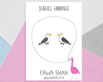 Seagull Earrings | Handpainted | Studs | Jewellery | Jewelry | girl | Bird | Seaside | Hypoallergenic