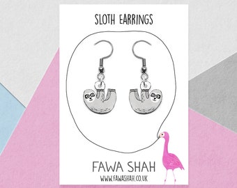 Sloth Earrings | Handpainted | Drop Earrings | Jewellery | Jewelry | Hypoallergenic | Sloth Gift