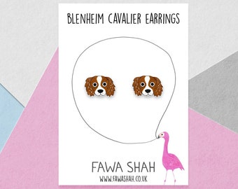 Blenheim Cavalier Earrings | Hand Painted | Jewellery | Jewelry | Dog Gift | Birthday Gift