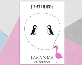 Puffin Earrings | Handpainted | Studs | Jewellery | Jewelry | Bird | Wildlife | Hypoallergenic