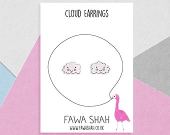 Tiny Cloud Earrings | Handpainted | Studs | Jewellery | Jewelry | Hypoallergenic | Kawaii Earrings