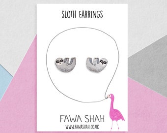 Small Sloth Earrings | Sloth Jewellery | Jewelry | Sloth Gift | Animal Stud earrings