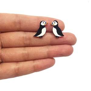 Papageitaucher Ohrringe | Handbemalt | Ohrstecker | Schmuck | Schmuck | Vogel | Wildtiere | Hypoallergen