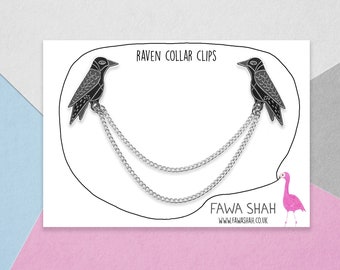 Cadena de collar de cuervo de plata / Pin de esmalte duro / Joyería / Joyería / Cadena de collar / Moda