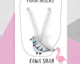 Pigeon Necklace | Hand painted | Bird Necklace | Spring | Jewellery | Wearable Art