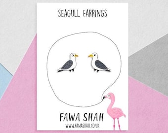 Seagull Earrings | Handpainted | Studs | Jewellery | Jewelry | girl | Bird | Seaside | Hypoallergenic