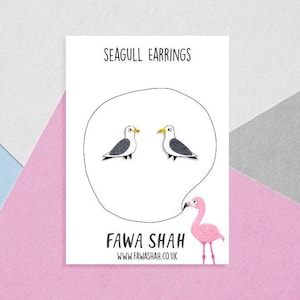 Seagull Earrings | Handpainted | Studs | Jewellery | Jewelry | girl | Bird | Seaside | Hypoallergenic