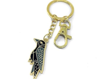 Raven Enamel Keyring | Bird Keychain | Hard Enamel