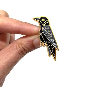 Raven Pin | Crow Pin | Badge | Brooch | Hard Enamel | Jewellery | Jewelry