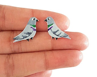 Pigeon Earrings | Handpainted | Studs | Jewellery | Jewelry | girl | Bird | Pigeon lovers | Hypoallergenic