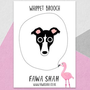 Whippet Brooch | Jewellery | Hand Painted | Dog Illustration | Badge | Jewelry | pin