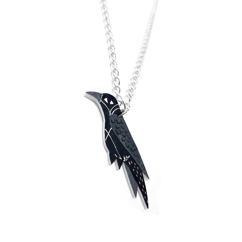 Raven Necklace Hand Painted Bird Necklace Gothic - Etsy UK