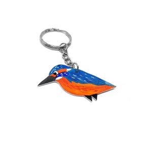 Kingfisher Keyring Handpainted Keychain Kingfisher Illustration Bird image 3