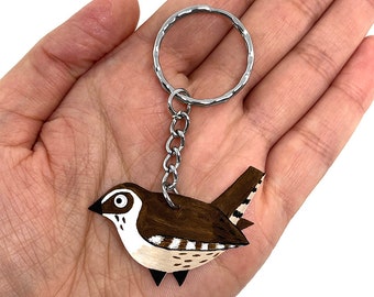 Wren Bird Keyring | Handpainted | Keychain | Carolina Wren