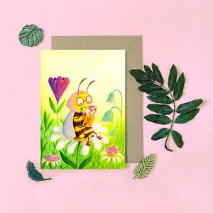 Bee Card | Blank Card | Spring Bee | Bee Lovers | Insect Card | Greeting card | Friend Card | SAME DAY DISPATCH