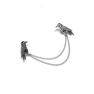 Silver Raven Collar Chain Hard Enamel Pin Jewellery Jewelry Collar Chain Fashion image 3