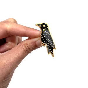 Raven Pin Crow Pin Badge Brooch Hard Enamel Jewellery Jewelry image 2