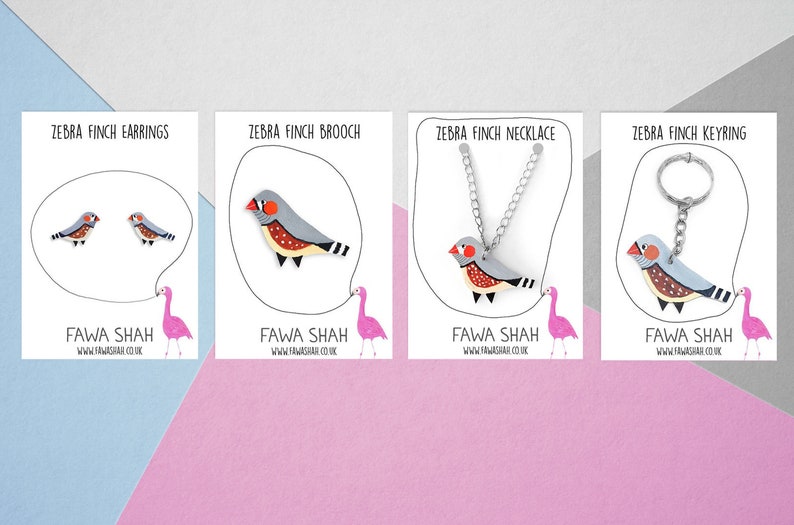 Zebra Finch Bird Brooch Hand Painted Jewellery Bird Etsy