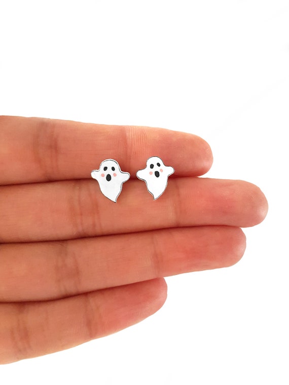 Tiny Ghost Earrings | Handpainted | Spooky | Ghost jewellery | Jewelry | Boo
