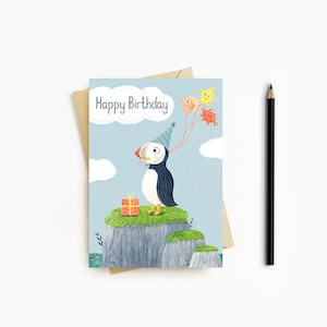 Puffin Birthday Card | Blank Card | Bird Lover | Cute Card | Greeting card | Party Card | SAME DAY DISPATCH