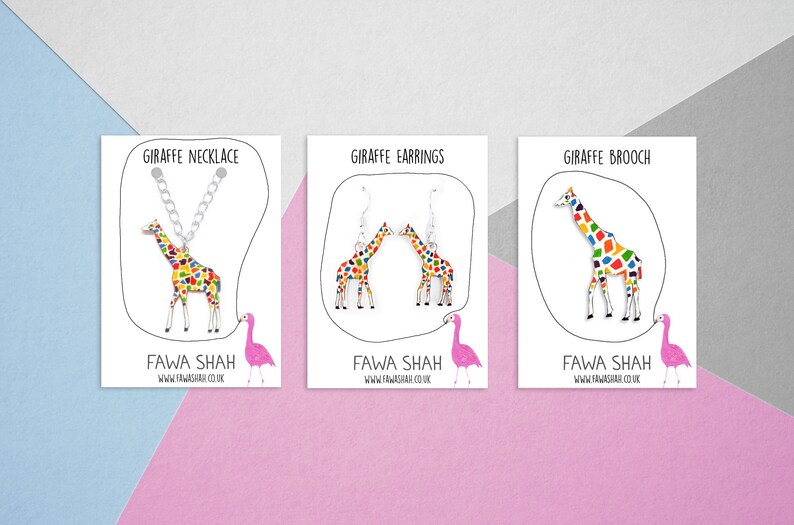 Wearable Art pin For her Hand Coloured Jewellery Jungle Rainbow Giraffe Brooch Animal Badge giraffe gift Jewelry