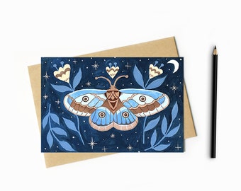 papillon de nuit | carte d'anniversaire | Carte vierge | Insecte | Merci carte | Carte d'ami | EXPÉDITION LE MÊME JOUR