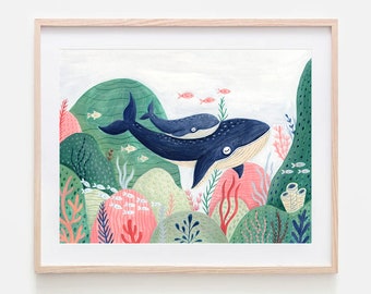 Humpback Whale print | Orca Art Print | Whale Gift | Nursery Decor | Mothers Day Art
