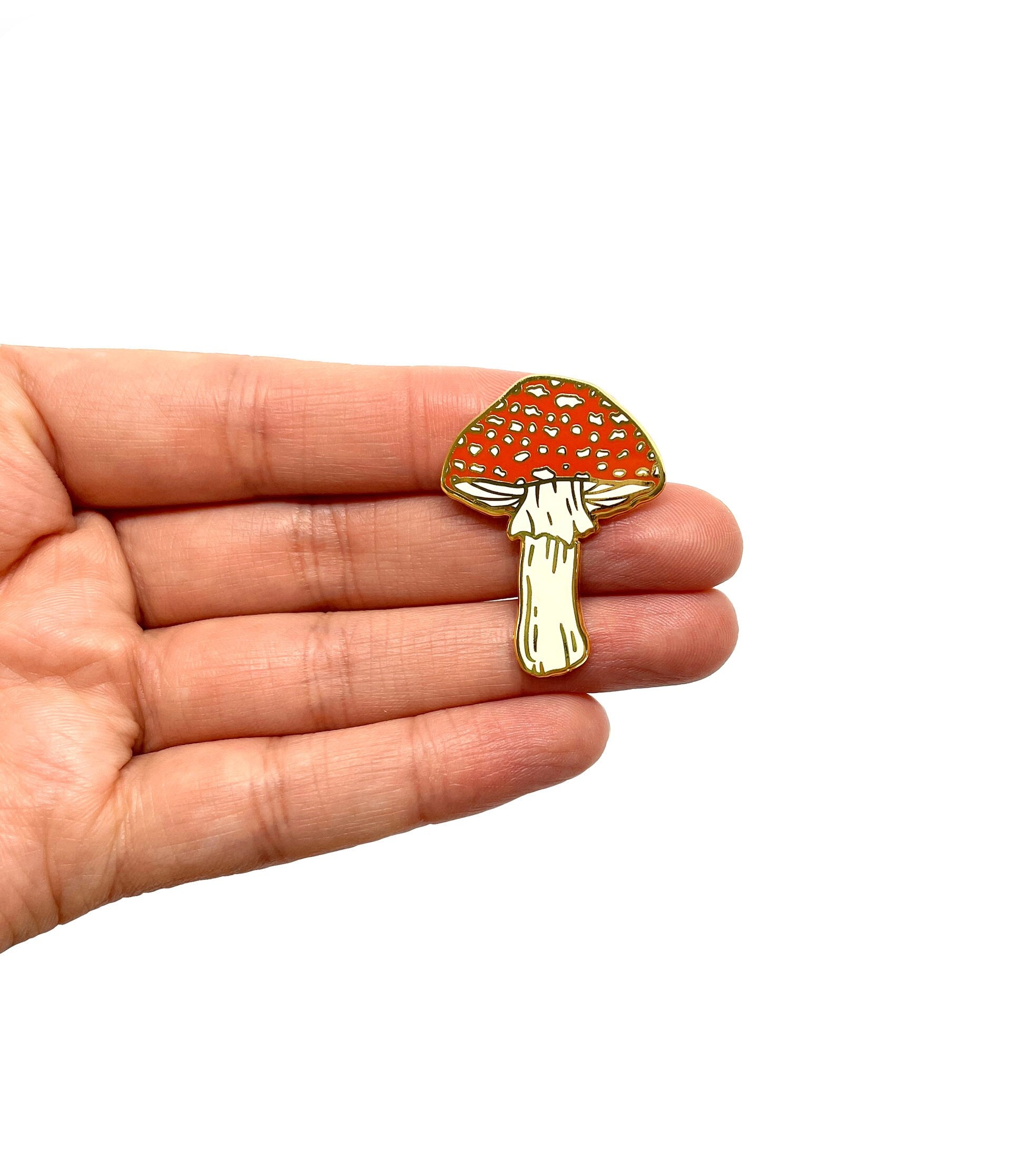 Mushrooms Enamel Pin - White Gold Nature Floral Art Badge Brooch Pins Fungi