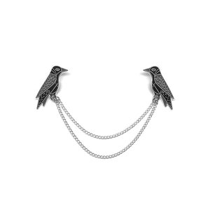 Silver Raven Collar Chain Hard Enamel Pin Jewellery Jewelry Collar Chain Fashion image 2
