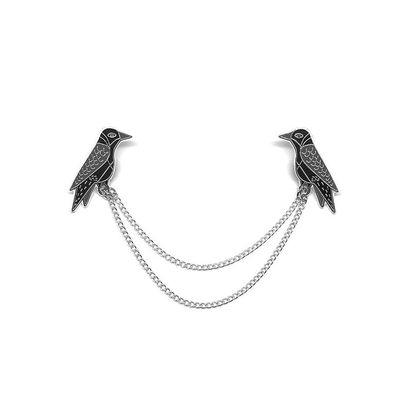 Silver Raven Collar Chain Hard Enamel Pin Jewellery Jewelry Collar Chain Fashion image 2