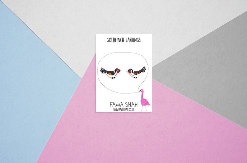 Goldfinch Earrings  Bird Stud  Handpainted  Post Stud  image 0