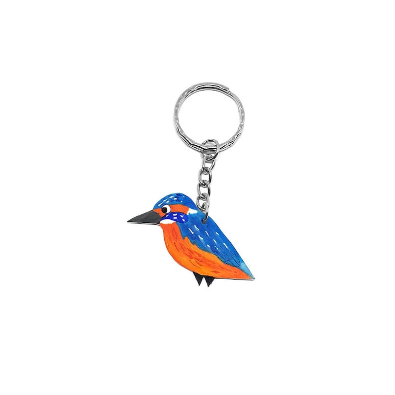 Kingfisher Keyring Handpainted Keychain Kingfisher Illustration Bird image 1