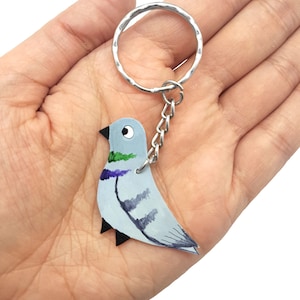 Pigeon Bird Keyring | Handpainted | Keychain