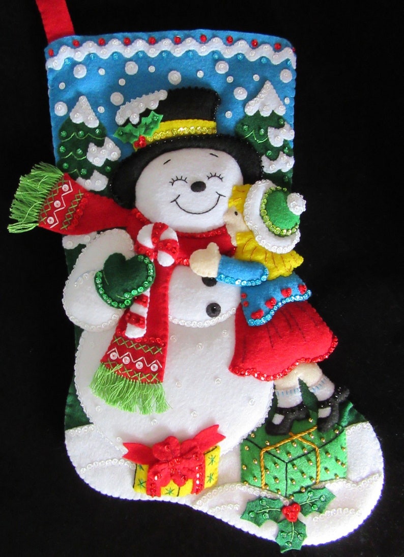 Completed Bucilla Snowman Kisses 18