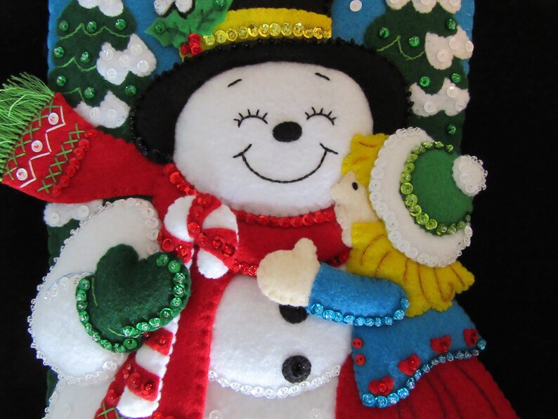Completed Bucilla Snowman Kisses 18