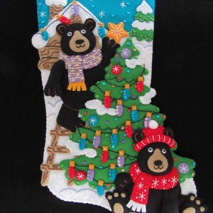 Bucilla Holiday Black Bears 89622E - 18” Completed