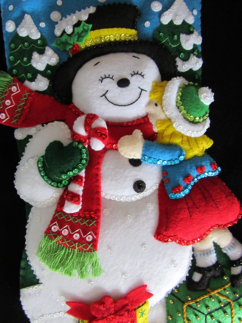 Completed Bucilla Snowman Kisses 18