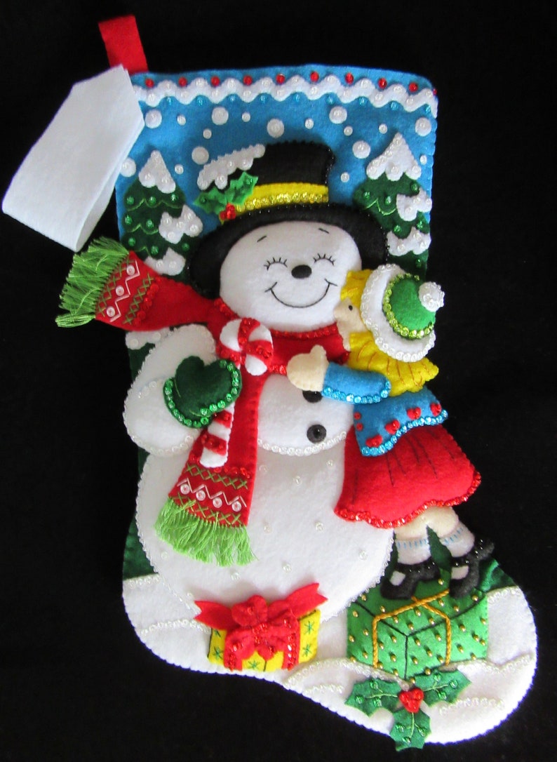 Completed Bucilla Snowman Kisses 18
