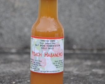 Peach Habanero salt brine fermentation chile sauce, 5oz