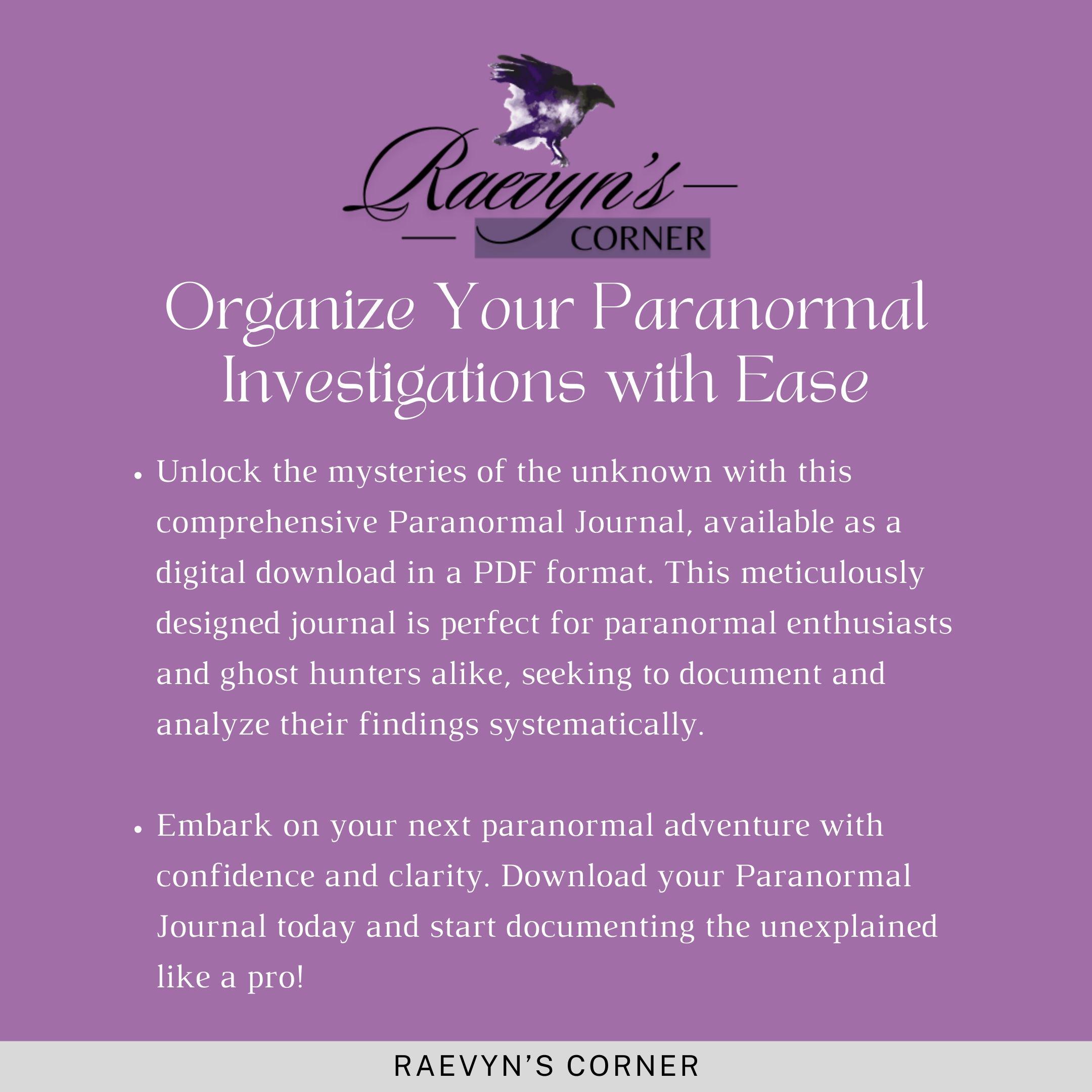 Printable Paranormal Investigation Journal: Ghost Hunting Adventure ...