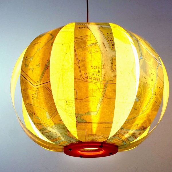 Amsterdam sea lamp - unique modern design upcycle recycle pendant made from a used navigation map, interior decoration, yachting, sailing