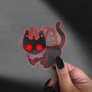 Moth Man Cat Clear Vinyl Sticker - Cryptids as Cats