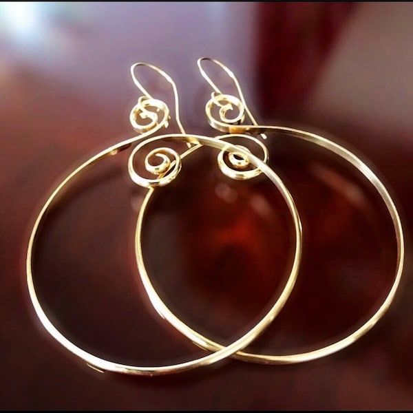 Large Gold Hoop Earrings • African Inspired Tribal Hoop Earrings • Handmade Gift for Women