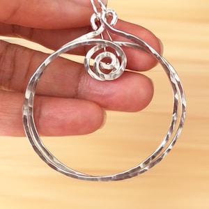 Hammered Silver Hoop Earrings • Two Inch  Hoops • One Inch Hoops • Handmade Gift for Women