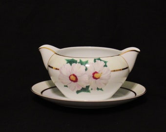 Kent Tropical Gravy Boat With Under Plate, Wall Décor, Replacement Pieces, Vintage China, Tropical Dishes, Bone China, Mid Century Dishes