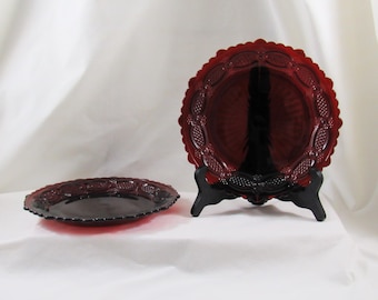 Vintage Avon Cape Cod Ruby Red Dessert Plates - Set of 2