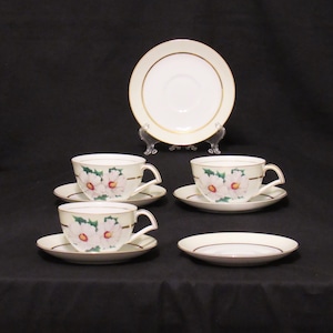 Vintage Kent China Tropical Cup and Saucer Set + Bonus Saucers, Gift For Her, Tea Party Set, Coffee Cup Set, Collectible Teaware