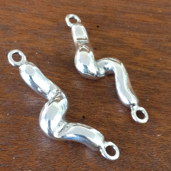 2 Irregular Wavy Links, Silver Metal Connectors, Jewelry Finding, Zamak Necklace, bracelet, craft Link, Kallyco on Etsy