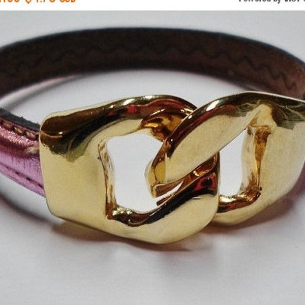 SALE: Gold Slide Clasp, 10mm Flat leather finding, buckle clasp, jewelry clasp, Kallyco on Etsy