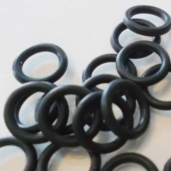 20 QTY.  12mm silicone, colorfast Black Oh Rings,  Licorice Leather Bracelet Findings Rubber Jumprings